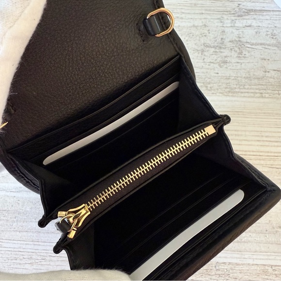 New Gucci G Blondie leather crossbody shoulder bag wallet with gold Chain, black - Picture 2 of 10